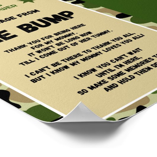 Camouflage Baby Duschzeichen Poster (Ecke)