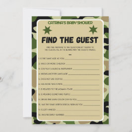 Camouflage Babydusche - bestellbarer Name, 12x18 Einladung