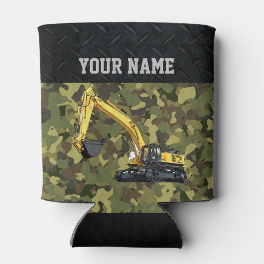 Camouflage Baggerbaugerät Cool Name Dosenkühler (Rückseite)