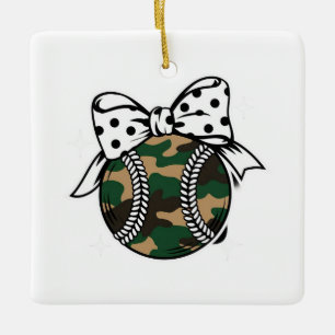 Camouflage Baseball mit Polka Dot Bow Keramikornament