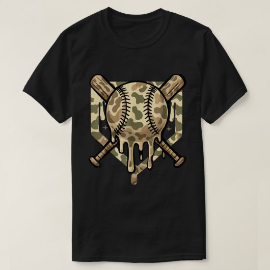 Camouflage Baseball Tropfen Shirt für Jungs und Sp (Design vorne)