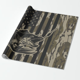 Camouflage Bass Fischen Flaggenflagge Bottomland C Geschenkpapier