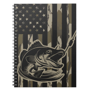 Camouflage Bass Fischen Flaggenflagge Bottomland C Notizblock