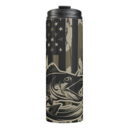 Camouflage Bass Fischen Flaggenflagge Bottomland C Thermosbecher