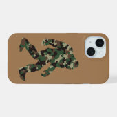 Camouflage Bigfoot Sasquatch iPhone 15 Hülle (Rückseite (Horizontal))