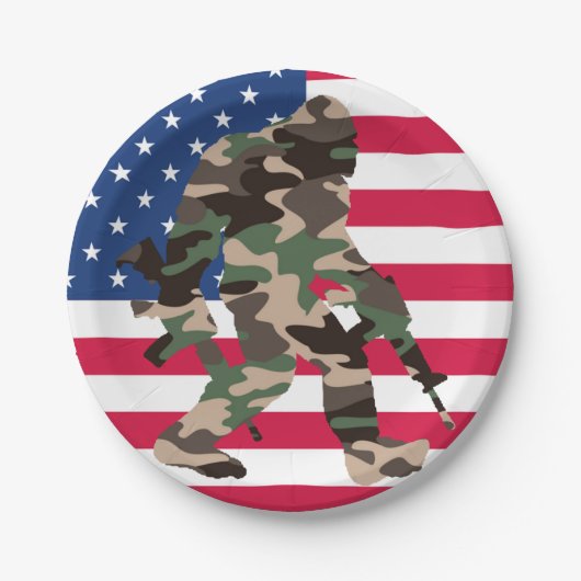 Camouflage Bigfoot Sasquatch Pappteller (Vorderseite)