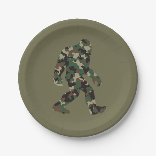Camouflage Bigfoot Sasquatch Pappteller (Vorderseite)