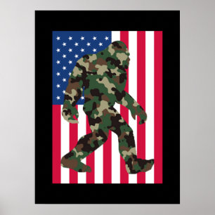 Camouflage Bigfoot Sasquatch Poster