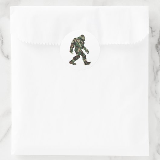 Camouflage Bigfoot Sasquatch Runder Aufkleber (Tasche)