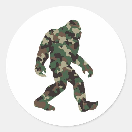 Camouflage Bigfoot Sasquatch Runder Aufkleber (Vorderseite)