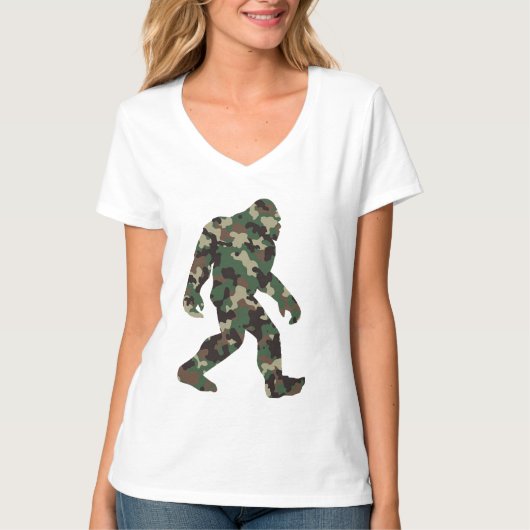 Camouflage Bigfoot Sasquatch T-Shirt (Vorderseite)