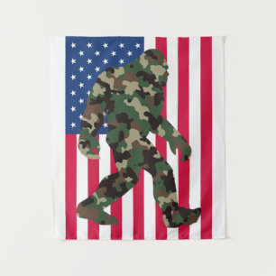 Camouflage Bigfoot Sasquatch Wandteppich