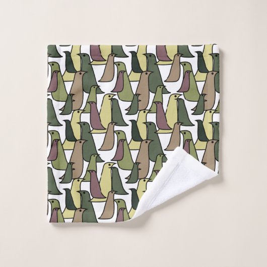 Camouflage Birds Badhandtuch Set (Waschlappen)