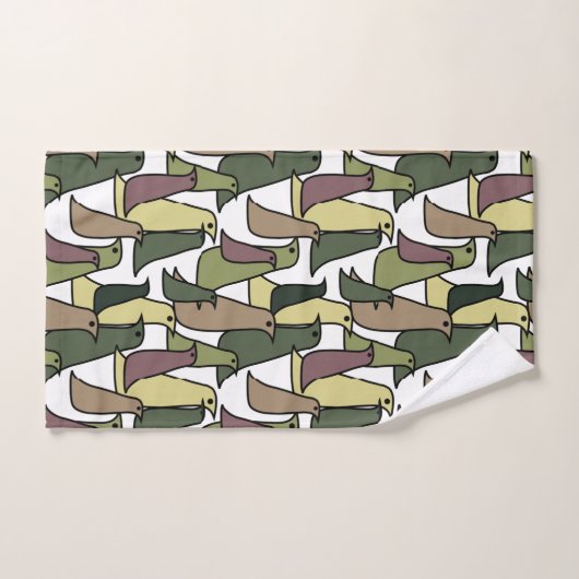 Camouflage Birds Badhandtuch Set (Handtuch)