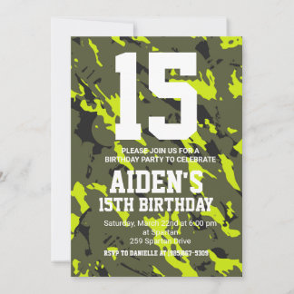 Camouflage Birthday Invite Einladung