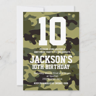 Camouflage Birthday Invite Einladung