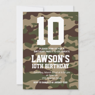 Camouflage Birthday Invite Einladung