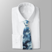 Camouflage Blauer Hals Krawatte (Gebunden)