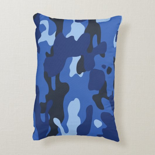 Camouflage Blue Camouflage Army Pattern Dekokissen (Rückseite(Vertikal))