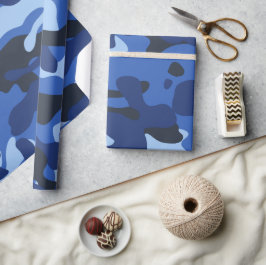 Camouflage Blue Camouflage Army Pattern Geschenkpapier
