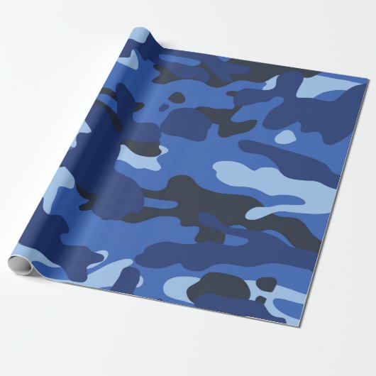 Camouflage Blue Camouflage Army Pattern Geschenkpapier (Ungerollt)