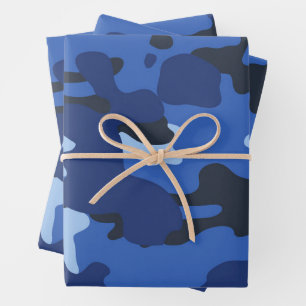 Camouflage Blue Camouflage Army Pattern Geschenkpapier Set