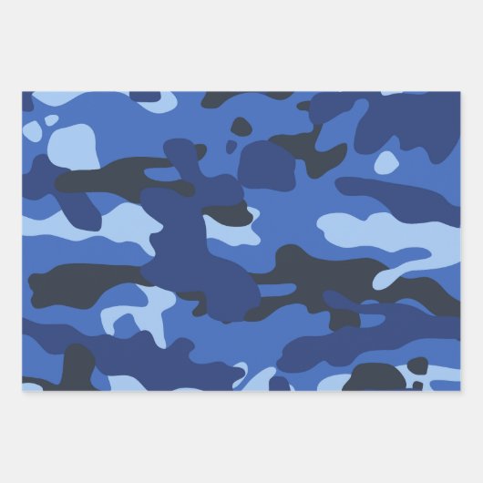 Camouflage Blue Camouflage Army Pattern Geschenkpapier Set (Vorderseite)