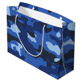 Camouflage Blue Camouflage Army Pattern Große Geschenktüte (Rückseite Schrägansicht)