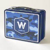 Camouflage Blue Camouflage Army Pattern Monogram B Metall Brotdose (Rückseite)