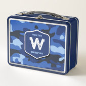 Camouflage Blue Camouflage Army Pattern Monogram B Metall Brotdose (Vorderseite)