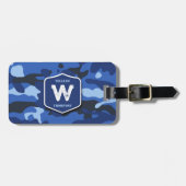Camouflage Blue Camouflage Army Pattern Monogram Gepäckanhänger (Vorderseite horizontal)