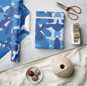 Camouflage Blue Camouflage Army Pattern Monogram Geschenkpapier