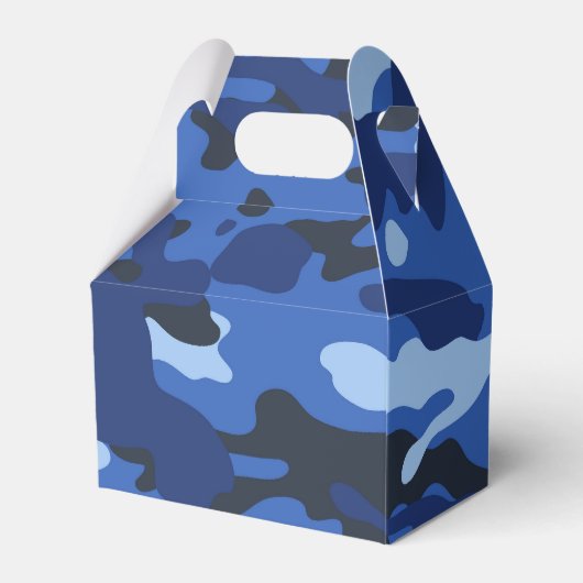 Camouflage Blue Camouflage Army Pattern Monogram Geschenkschachtel (Rückseite)