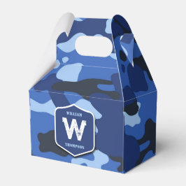 Camouflage Blue Camouflage Army Pattern Monogram Geschenkschachtel