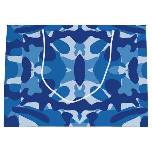 Camouflage Blue Camouflage Army Pattern Monogram Große Geschenktüte (Vorderseite)