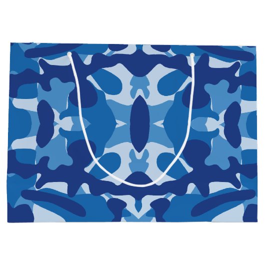 Camouflage Blue Camouflage Army Pattern Monogram Große Geschenktüte (Rückseite)