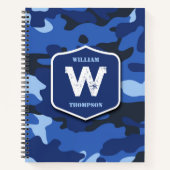 Camouflage Blue Camouflage Army Pattern Monogram Notizblock (Vorderseite)