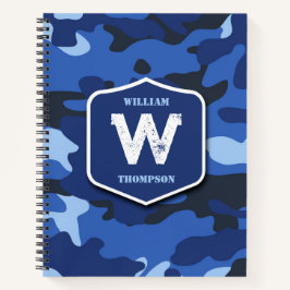 Camouflage Blue Camouflage Army Pattern Monogram Notizblock