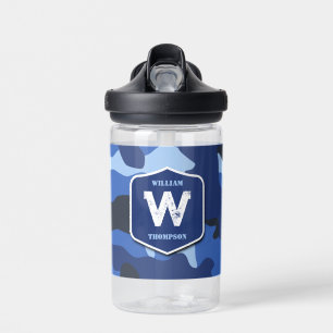 Camouflage Blue Camouflage Army Pattern Monogram S Trinkflasche
