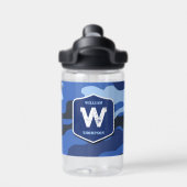 Camouflage Blue Camouflage Army Pattern Monogram S Trinkflasche (Rückseite)