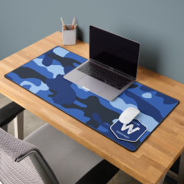 Camouflage Blue Camouflage Army Pattern Monogram Schreibtischunterlage