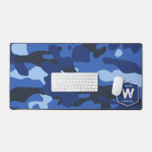 Camouflage Blue Camouflage Army Pattern Monogram Schreibtischunterlage (Tastatur & Maus)