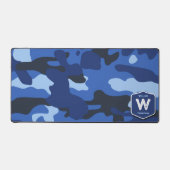 Camouflage Blue Camouflage Army Pattern Monogram Schreibtischunterlage (Vorderseite)