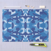 Camouflage Blue Camouflage Army Pattern Monogram Seidenpapier (Handwerk)