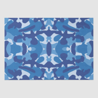 Camouflage Blue Camouflage Army Pattern Monogram Seidenpapier