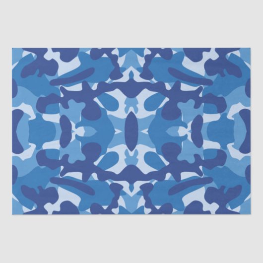 Camouflage Blue Camouflage Army Pattern Monogram Seidenpapier (Vorderseite)