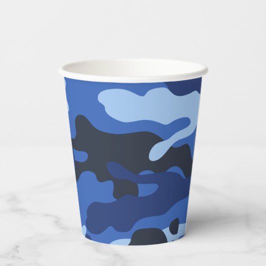 Camouflage Blue Camouflage Army Pattern Pappbecher (Rückseite)