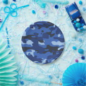 Camouflage Blue Camouflage Army Pattern Pappteller (Party)
