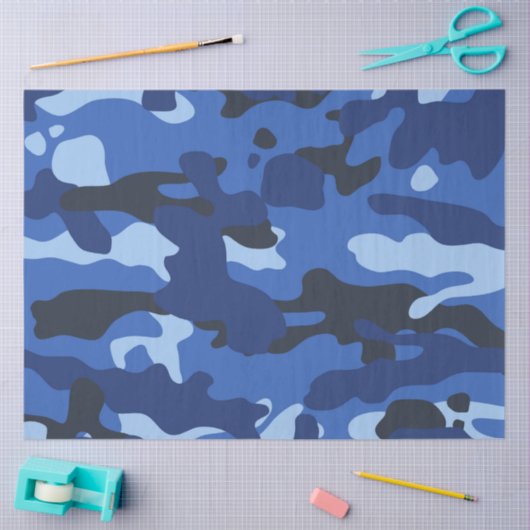 Camouflage Blue Camouflage Army Pattern Seidenpapier (Basteln)
