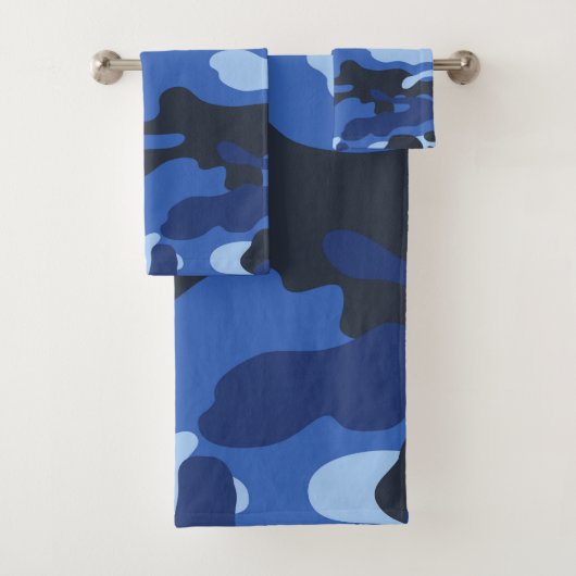 Camouflage Blue Camouflage Pattern Badhandtuch Set (Insitu)